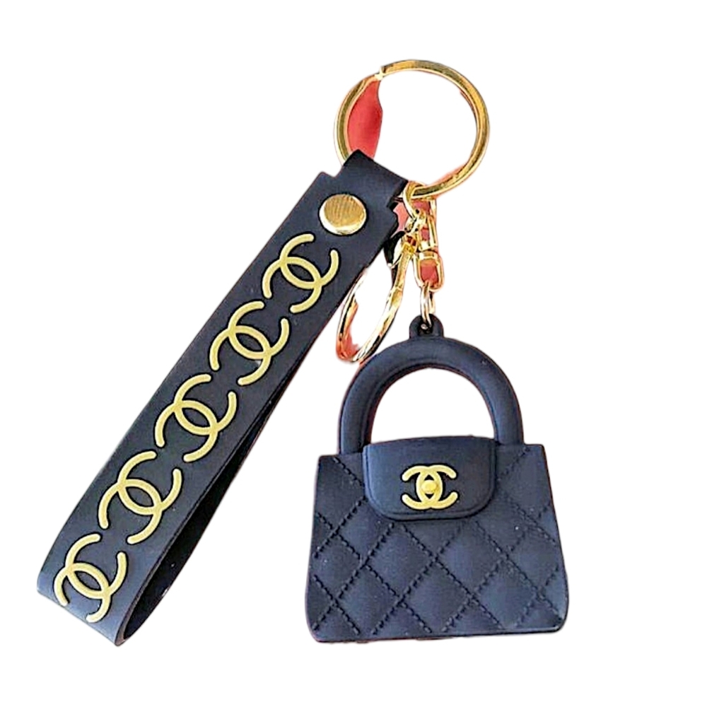 NWT Black and Gold Key Holder Set Bag Charm Handbag Charm